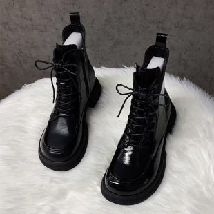 Damen Modische und komfortable Lederstiefeletten Drune