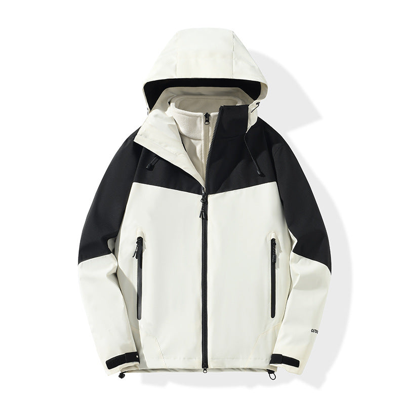 Herren Softshell-Hybridjacke mit Kapuze, getapten Reißverschlüssen und verstellbarem Saum Drune