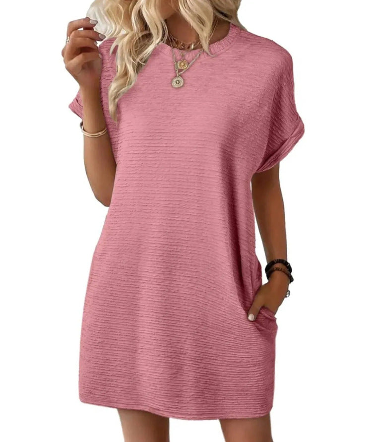 Damen lässiges V-Ausschnitt Kleid mit weitem Schnitt
