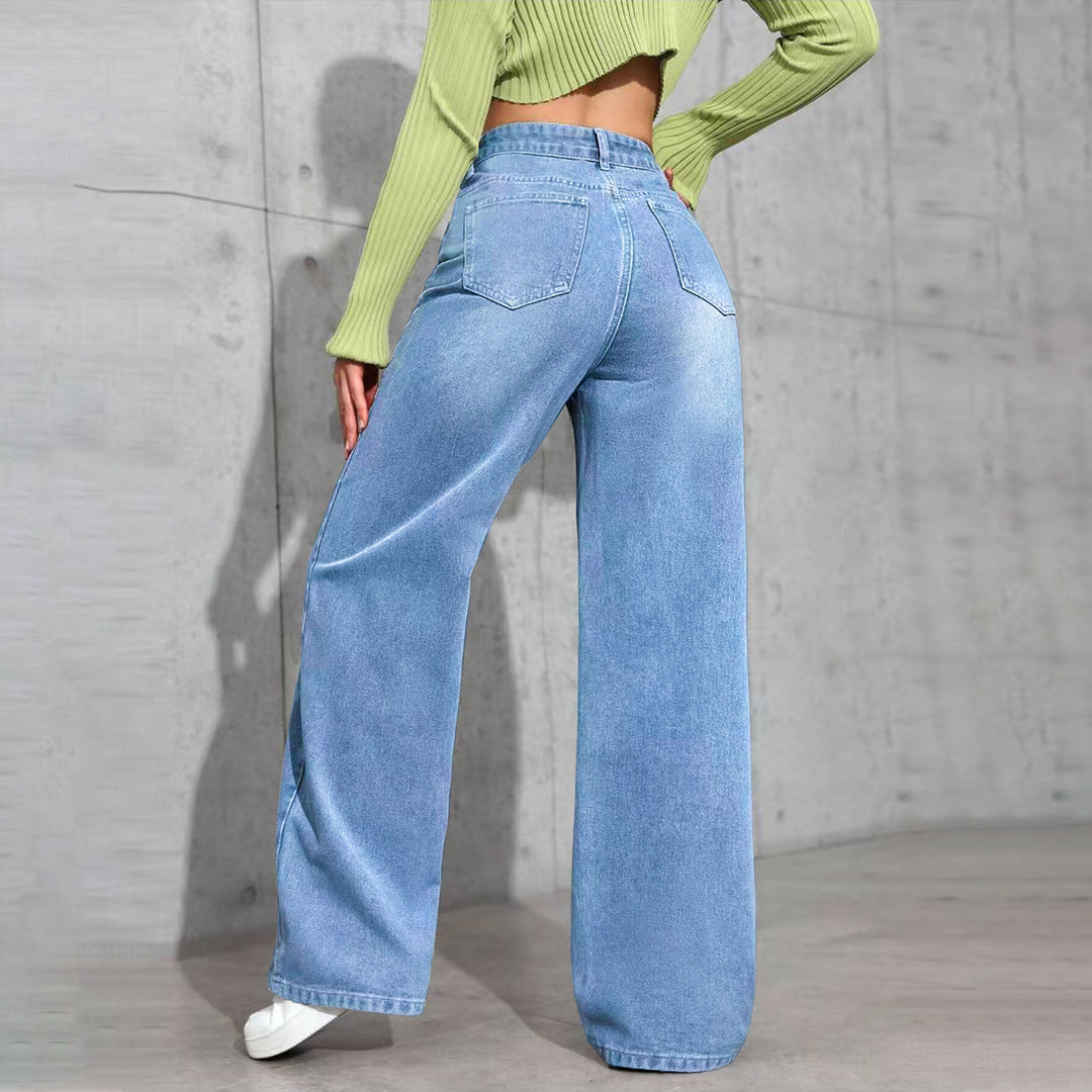 Damen High-Waist Palazzo-Jeans mit extra weitem Bein und soften Falten Drune