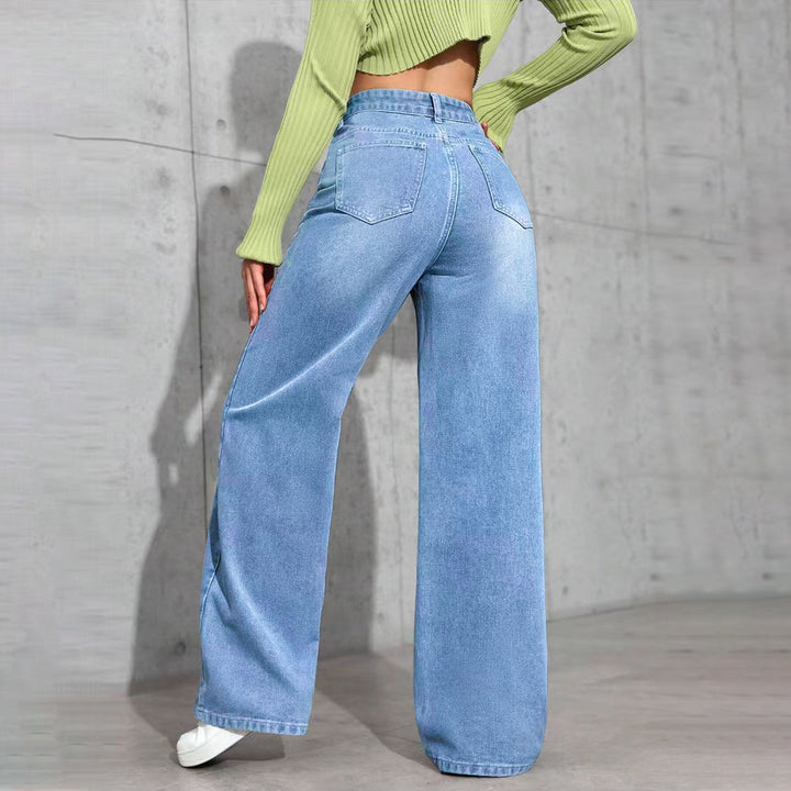 Damen High-Waist Palazzo-Jeans mit extra weitem Bein und soften Falten Drune
