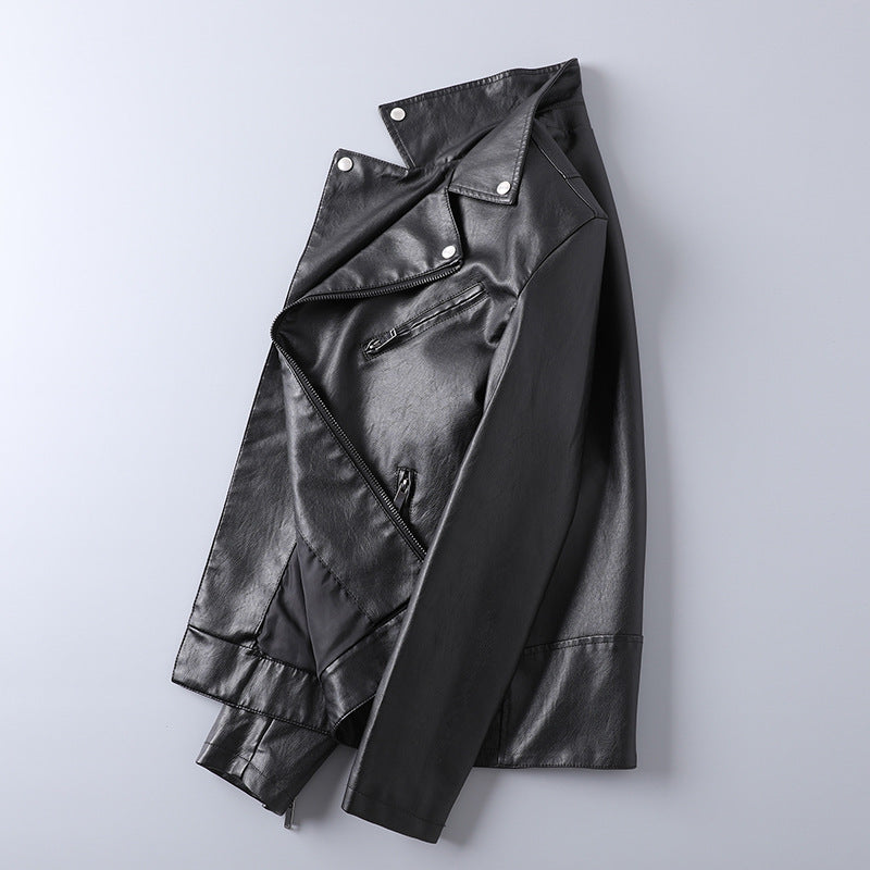 Herren Lederoptik-Bikerjacke mit asymmetrischem Reißverschluss und Ziptaschen Drune