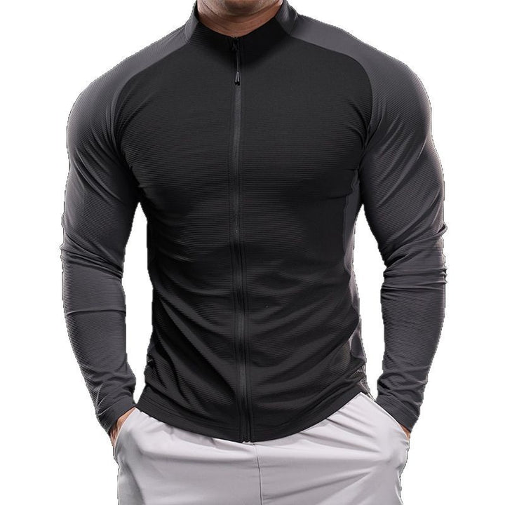 Herren Slim‑Fit Performance‑Trainingsshirt mit durchgehendem Reißverschluss und Raglanärmeln Drune