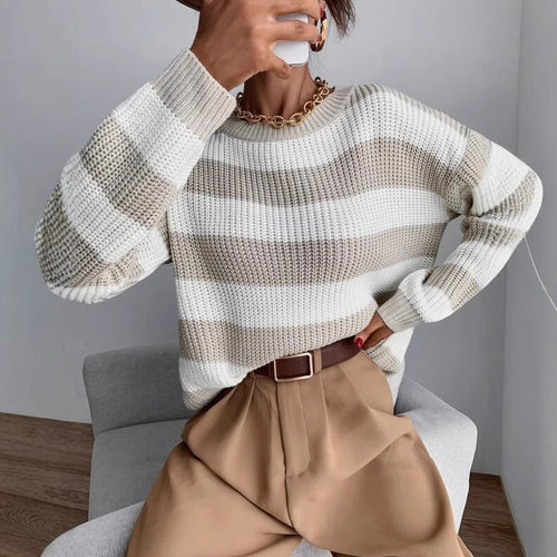 Damen lässiger Strickpullover im modernen Waffelmuster Drune
