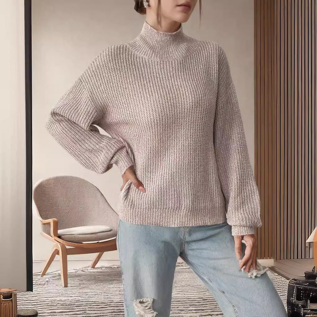 Damen Grobstrickpullover mit Rollkragen und lässigem Schnitt Drune