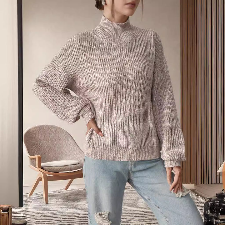Damen Grobstrickpullover mit Rollkragen und lässigem Schnitt Drune