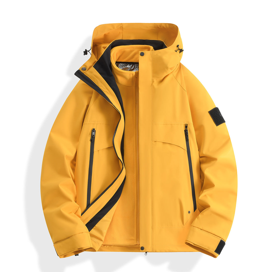 Damen wasserdichter modularer Parka mit abnehmbarer Fleece-Innenjacke und technischer Kapuze Drune