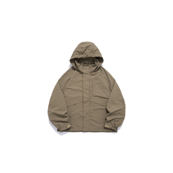 Unisex Weite wasserabweisende Kapuzenparka mit verdeckter Reißverschlussblende und Klappentaschen Drune