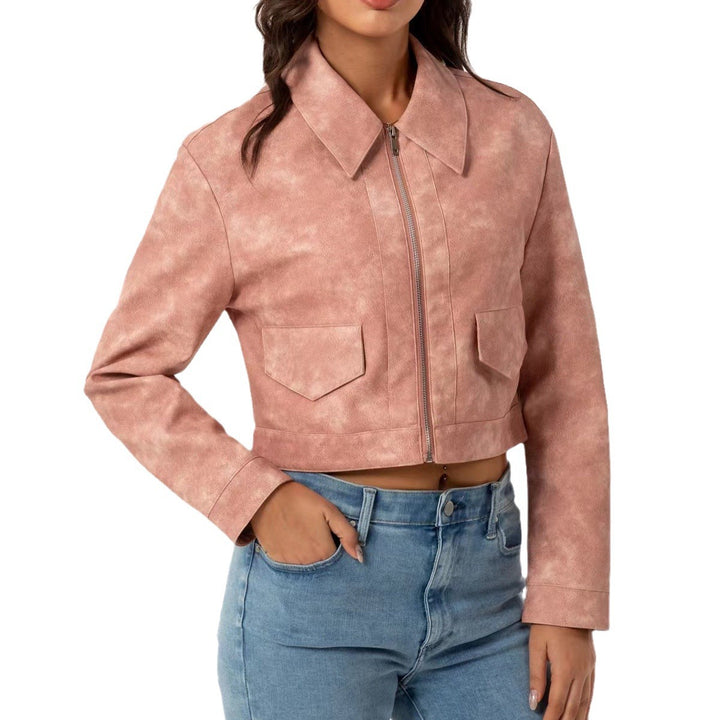 Damen modische cropped Jacke mit aufgesetzten Taschen Drune