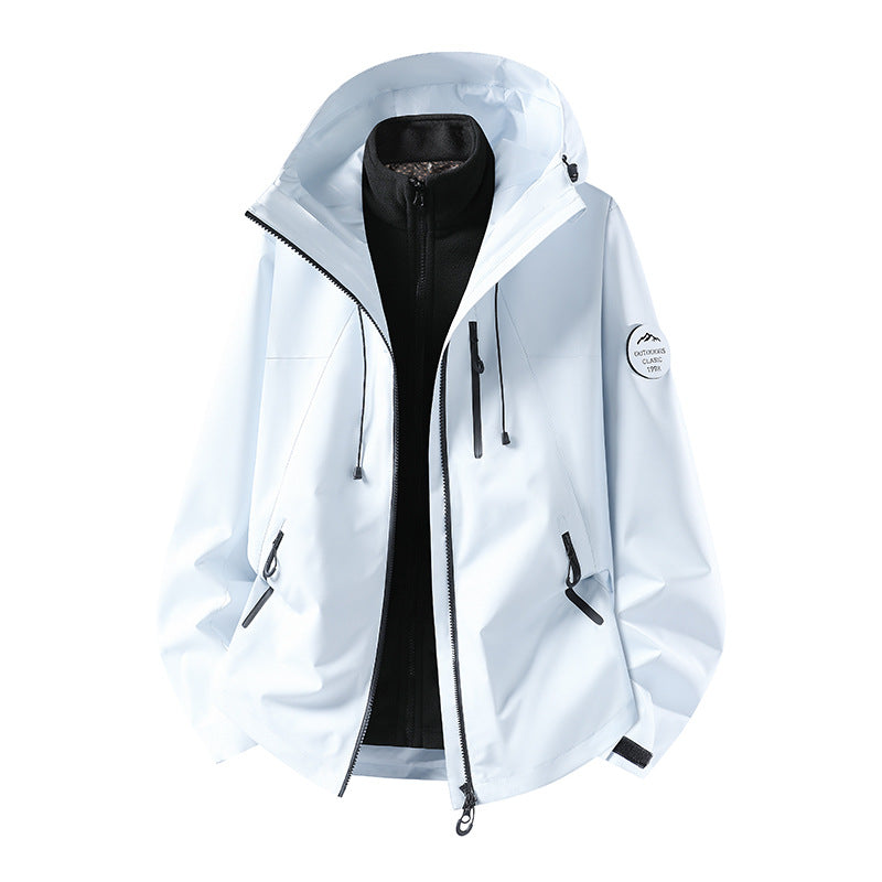 Herren Zweiteilige wasserdichte Outdoorjacke mit abnehmbarer Fleece‑Innenjacke und versiegelten Nähten Drune