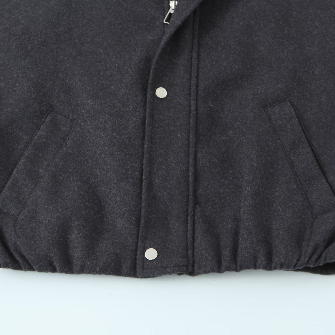 Damen Kurzjacke im Bomberstil mit Stehkragen, Druckknopfleiste und elastischem Saum Drune