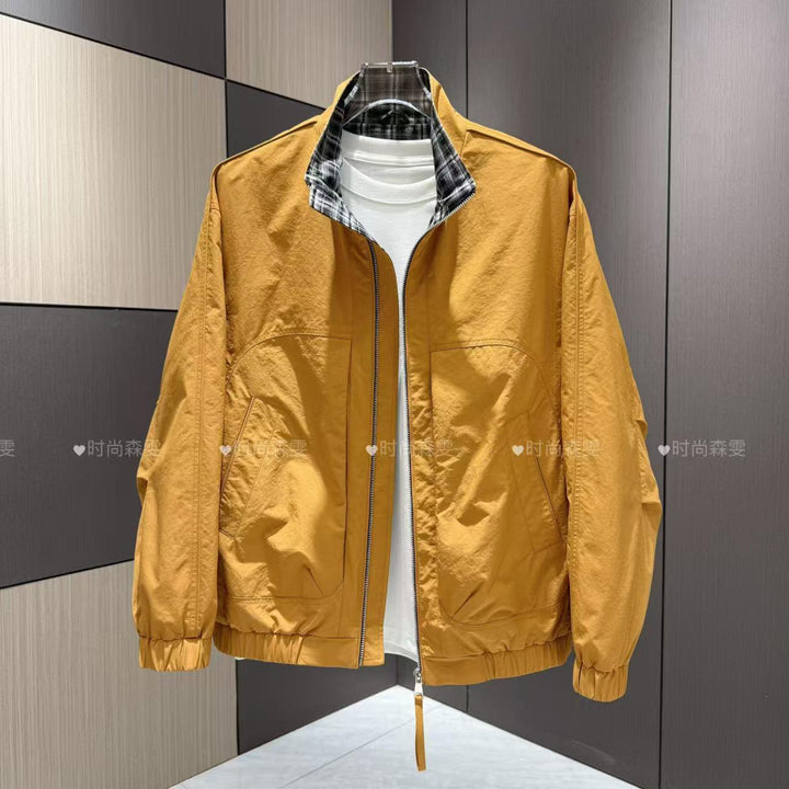 Herren Leichter Baumwoll-Mix Blouson mit Stehkragen und Karofutter Drune