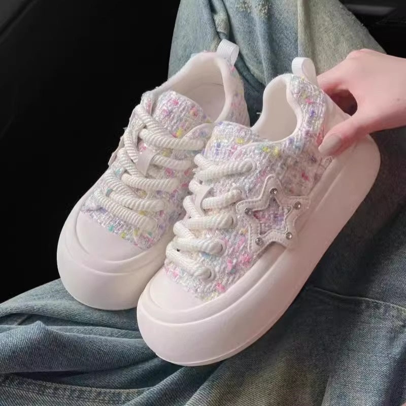 Damen Elegante und bequeme Sneakers mit glitzerndem Sternen-Detail Drune