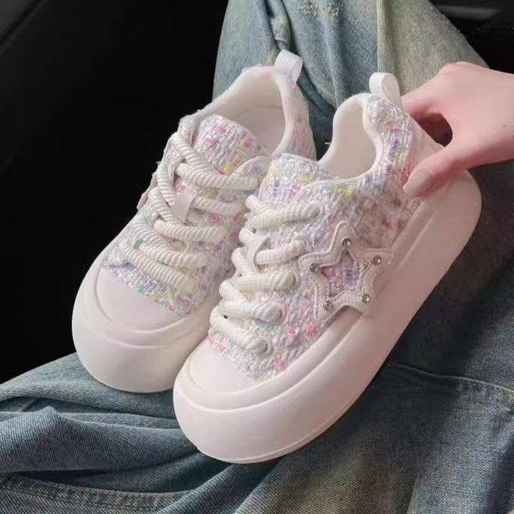 Damen Elegante und bequeme Sneakers mit glitzerndem Sternen-Detail Drune