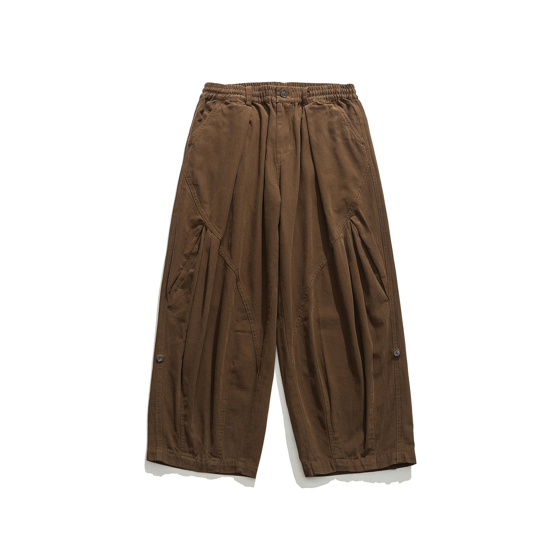 Damen weite Utility-Cargohose mit Gummibund und dekorativen Falten Drune