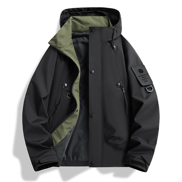 Herren minimalistischer Wetterschutz-Parka mit Kontrast-Innenfutter und Utility-Details Drune