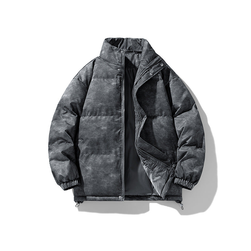 Herren Gepolsterte Steppjacke mit Samtoptik, Kastenform und hohem Stehkragen Drune