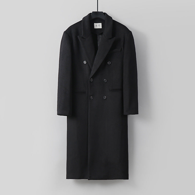 Herren Klassischer Doppelreiher-Longcoat aus Wollmischung mit Schalkragen und feiner Innenfutterverarbeitung Drune