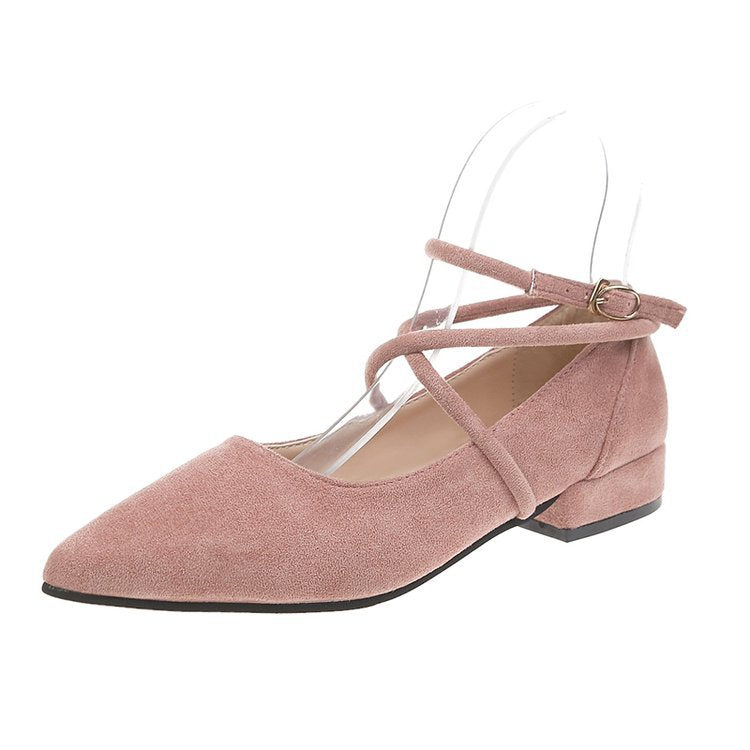 Damen elegante Ballerinas mit klassischem Riemchen-Design und komfortablem Blockabsatz Drune