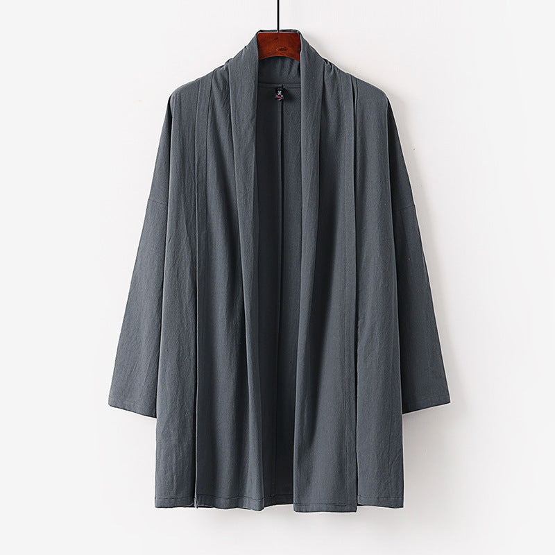 Unisex Offene Kimono-Cardigan aus leichter Baumwoll-Leinen-Mischung Drune