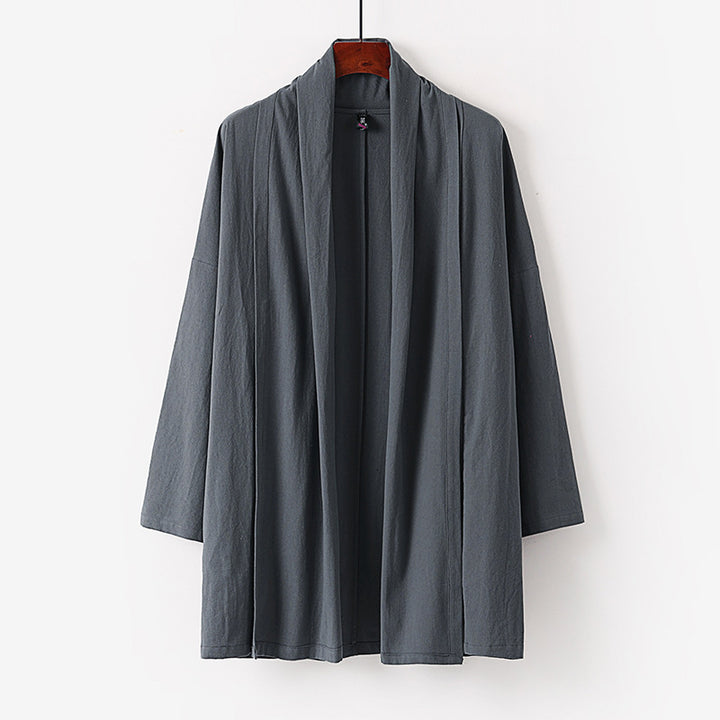 Unisex Offene Kimono-Cardigan aus leichter Baumwoll-Leinen-Mischung Drune