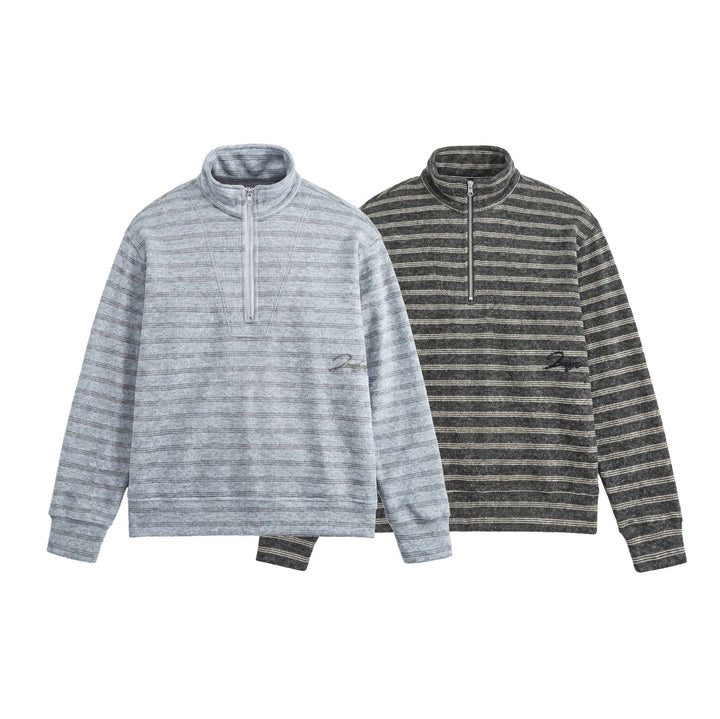 Herren Strukturiertes Halbzip-Strickpullover mit Stehkragen Drune