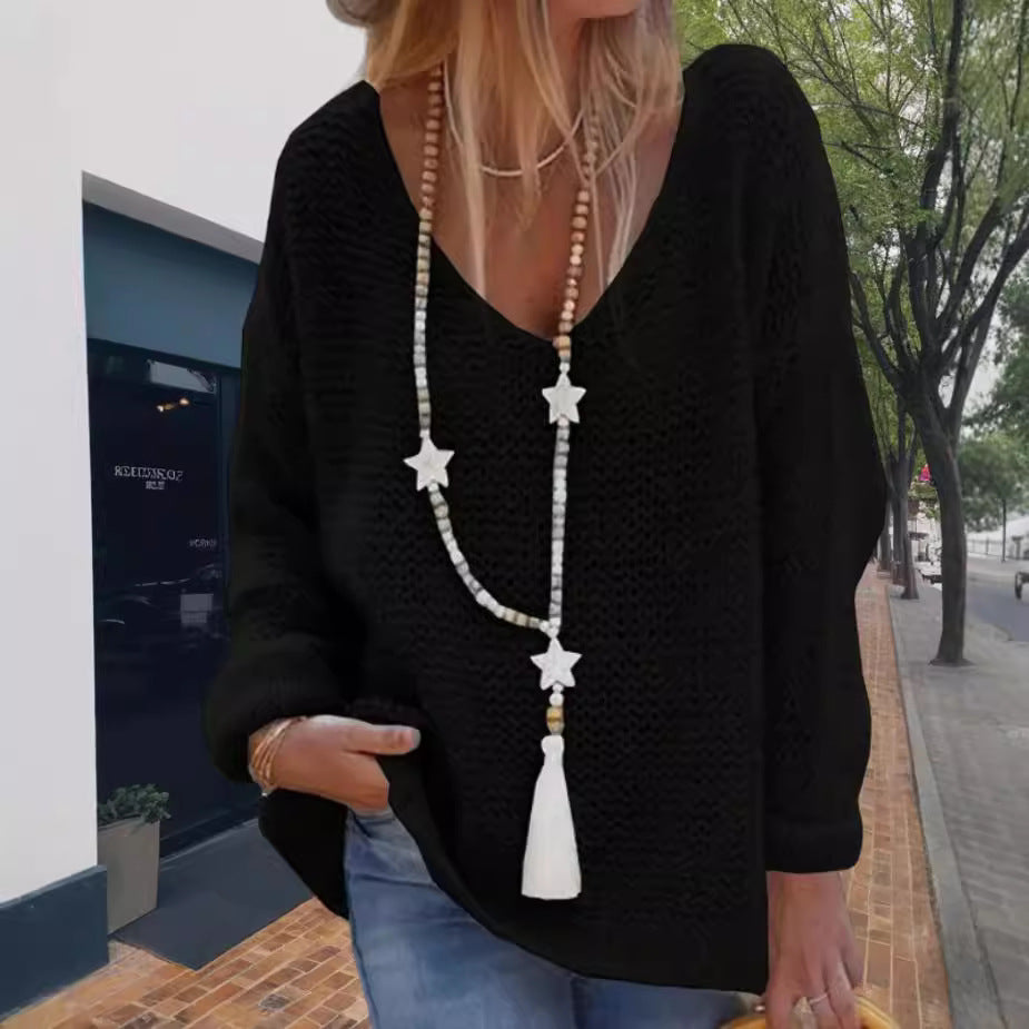 Damen Strickoberteil mit V-Ausschnitt und lässiger Passform Drune