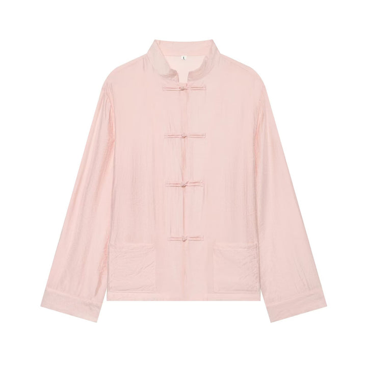 Damen Asiatisch-inspirierte Übergangsjacke mit Stehkragen, Knotenverschlüssen und aufgesetzten Taschen Drune