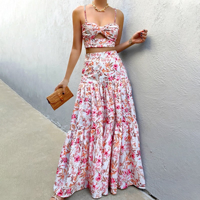 Damen Sommerliches Crop Top und Maxi Rock Set Drune