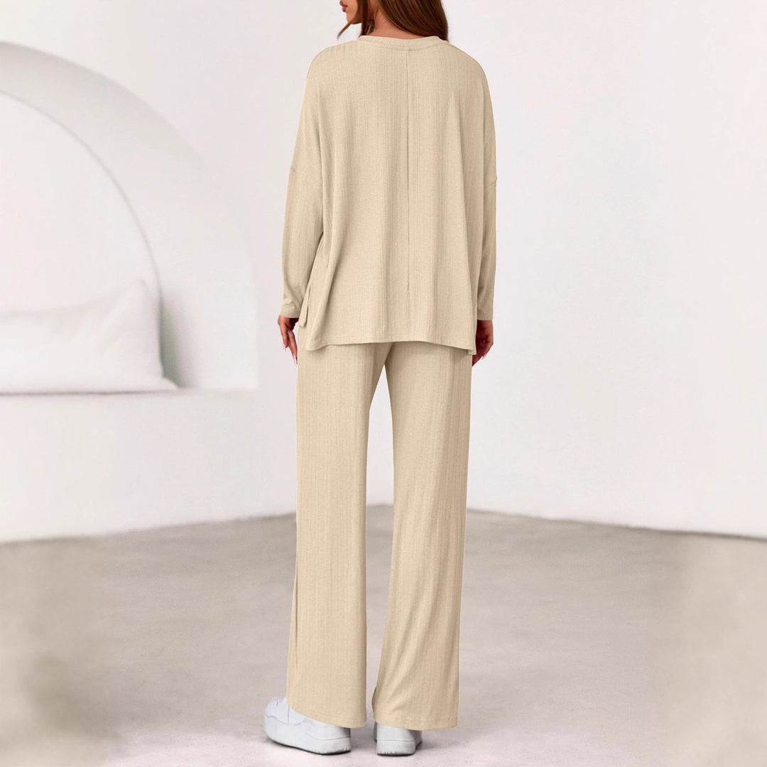Damen elegantes und lässiges V-Ausschnitt Lounge-Set Drune