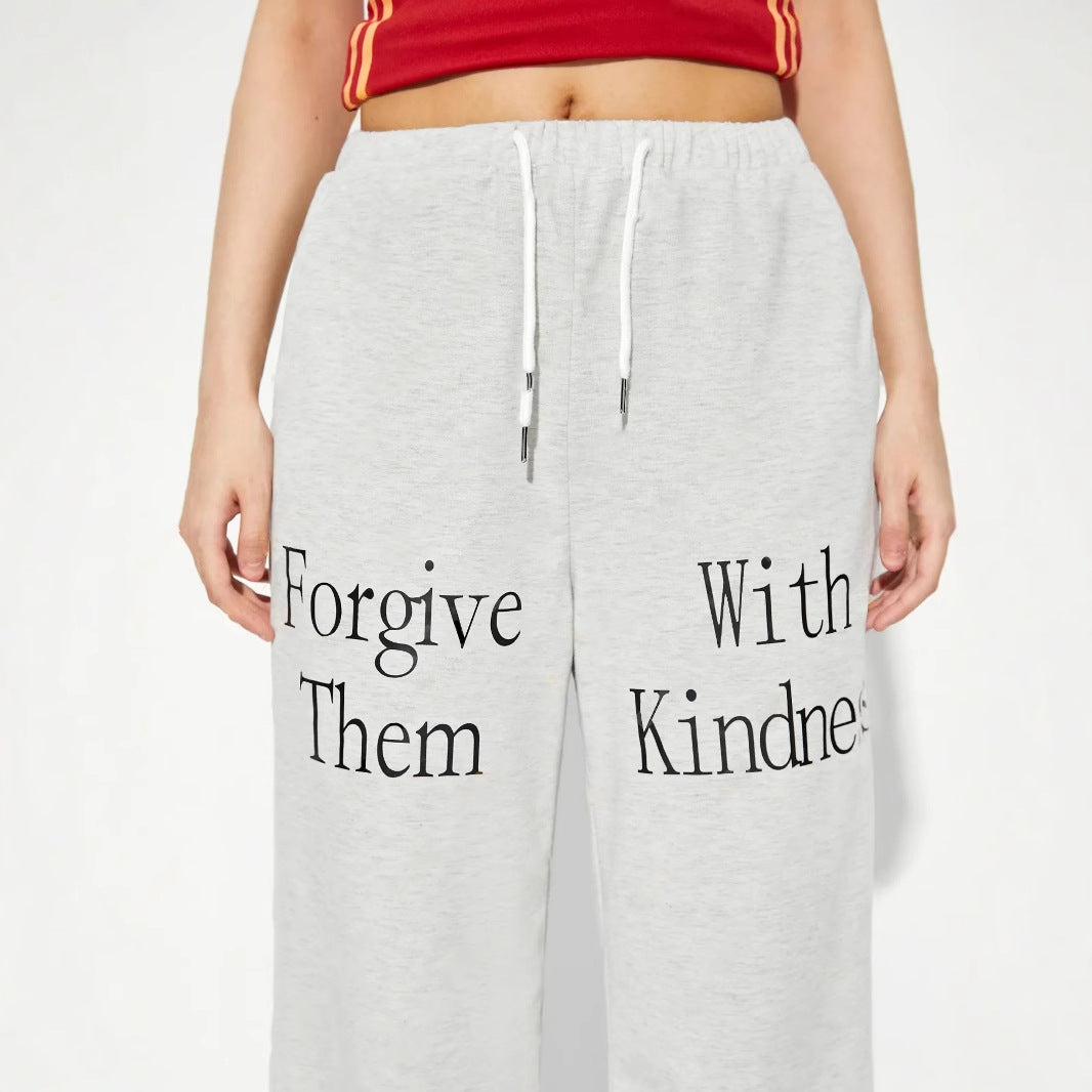 Damen lässige Jogginghose mit grafischem Print und elastischem Bund Drune