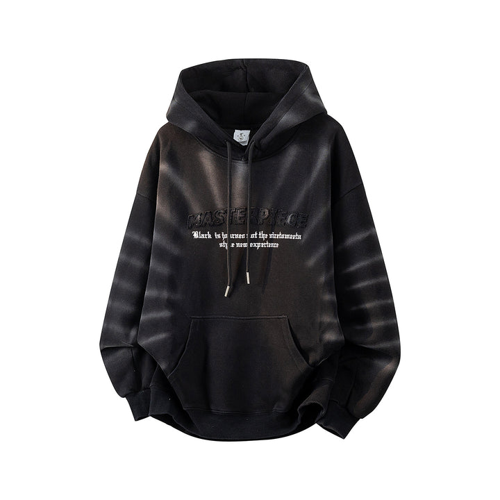 Unisex Oversize Kapuzenpullover mit handschriftlichem Grafik-Print, Kängurutasche & geripptem Saum Drune