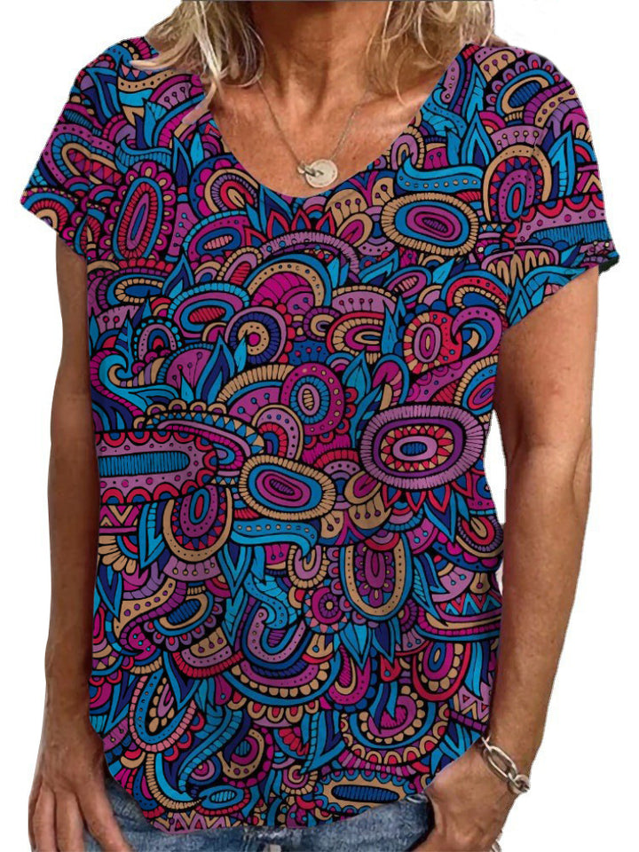 Damen Lockere Bluse mit buntem Paisleymuster Drune