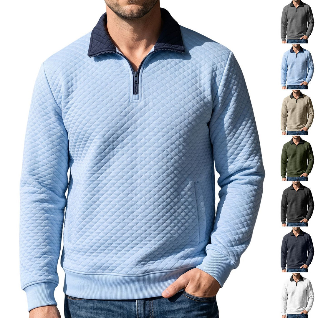 Herren Stepppullover mit Troyerkragen und Halbzip Drune