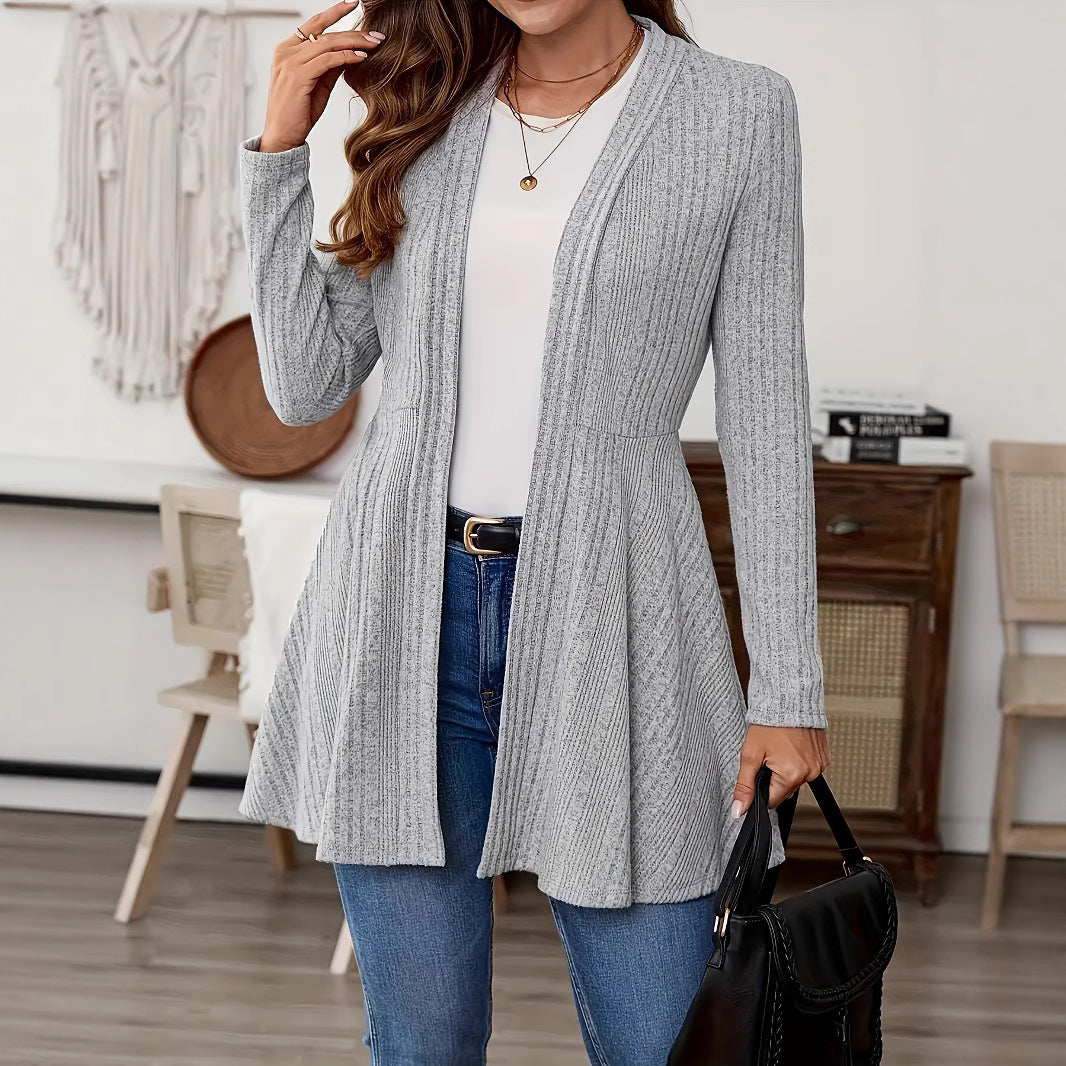 Damen Lange Strickjacke mit schwingendem Saum Drune