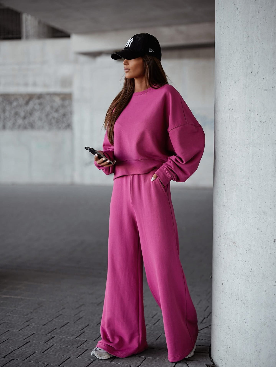 Damen Bequemer Oversized Freizeitanzug mit weitem Schnitt und übergroßem Kragen Drune