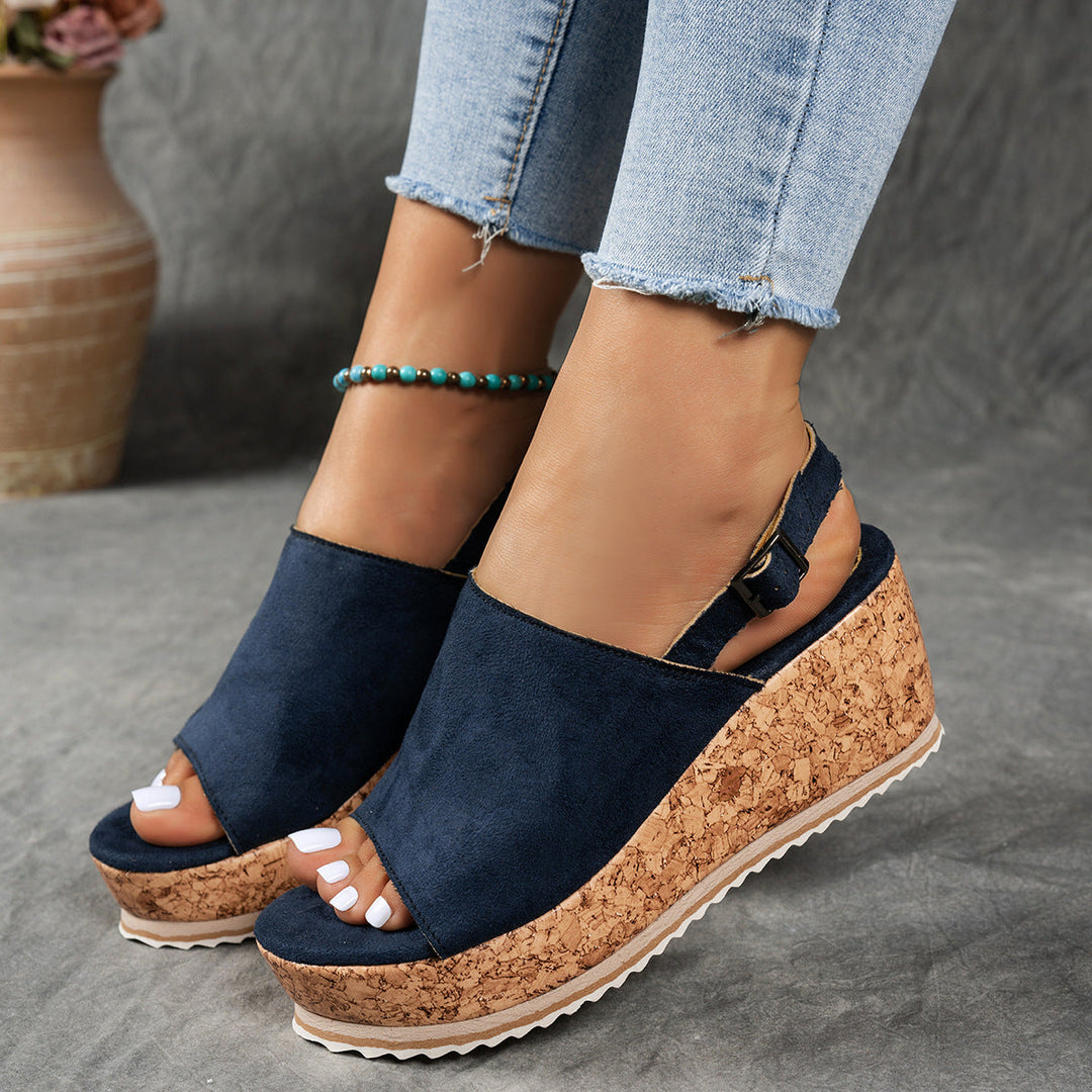 Damen Keilabsatz-Sandalen mit verstellbarem Riemen und komfortablem Fußbett Drune