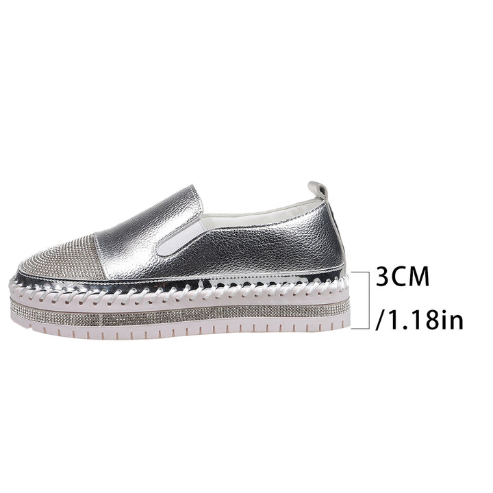 Damen glänzende Slip-On Plateau-Sneaker mit geflochtenem Rand und elastischem Einsatz Drune