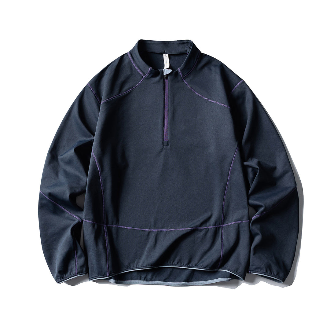 Unisex Halbzip-Fleecepullover mit Stehkragen, Flachnähten und verstellbarem Saum Drune