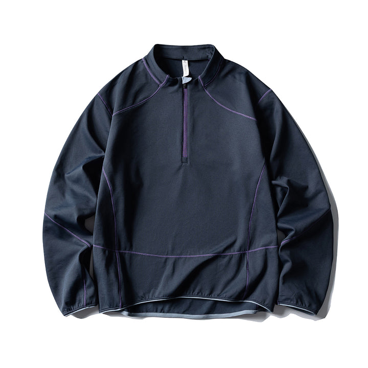 Unisex Halbzip-Fleecepullover mit Stehkragen, Flachnähten und verstellbarem Saum Drune