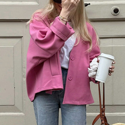 Damen lässige Oversized-Jacke mit praktischen Knöpfen und weitem Schnitt Drune