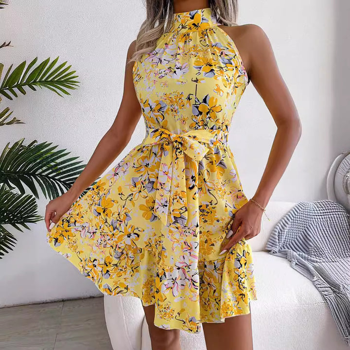 Damen Sommerliches Minikleid mit elegantem Halsausschnitt und floralen Details Drune
