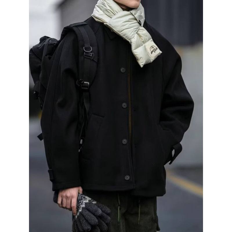Herren modische Oversize-Jacke mit Knopfleiste und praktischen Taschen Drune