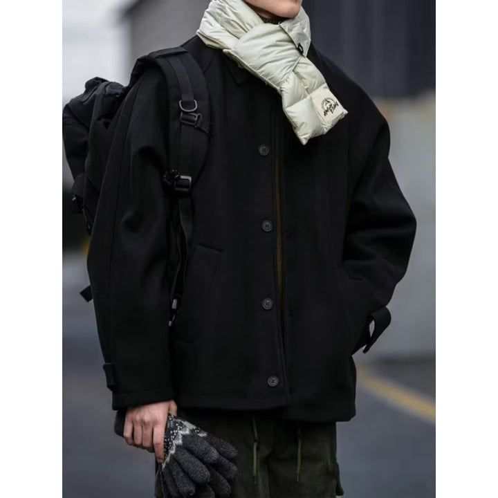 Herren modische Oversize-Jacke mit Knopfleiste und praktischen Taschen Drune