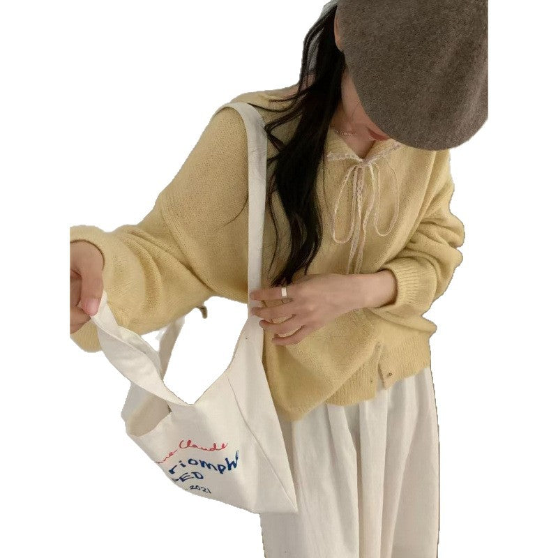 Damen Knopf-Cardigan mit romantischem Kordelzug Drune