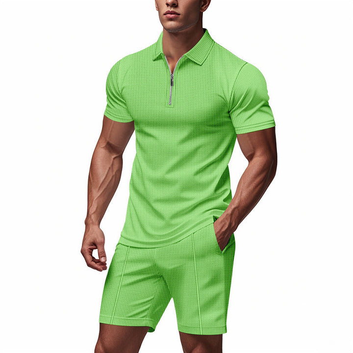 Herren Sportliches Kurzarm-Set mit teils strukturiertem Design und durchgehendem Reißverschluss Drune