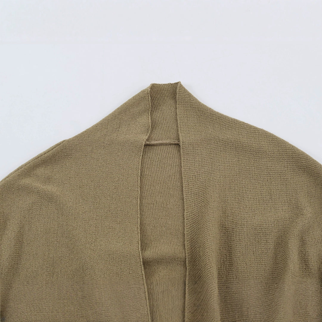 Damen Wickel-Strickpullover mit Gürtelring und tiefem V-Ausschnitt Drune
