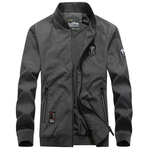 Herren Leichter Urbaner Windbreaker-Blouson mit Mesh-Innenfutter, Stick-Patches und Reißverschlusstaschen Drune