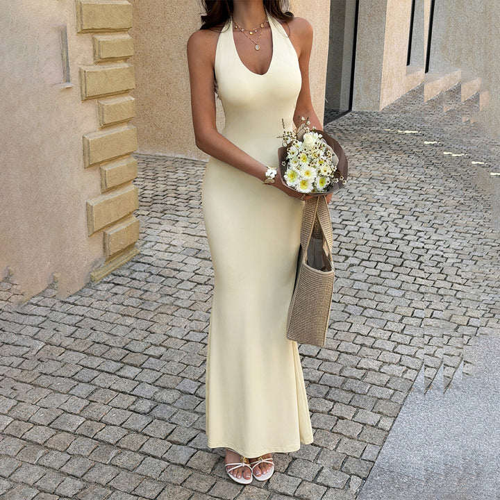 Damen Figurbetontes Abendkleid mit Halterrücken Drune