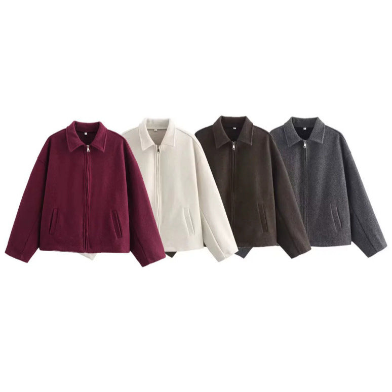Damen stylische Übergangsjacke mit hohem Kragen und Reißverschluss Drune